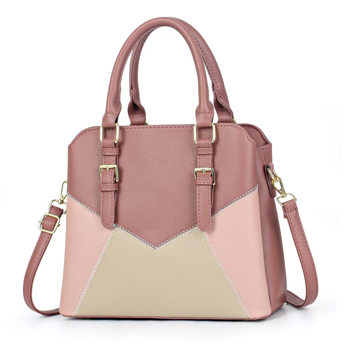 New 2024 cross-border women's bag, single-shoulder crossbody bag, large-capacity retro patchwork handbag for women, commuting bag Specification drawing