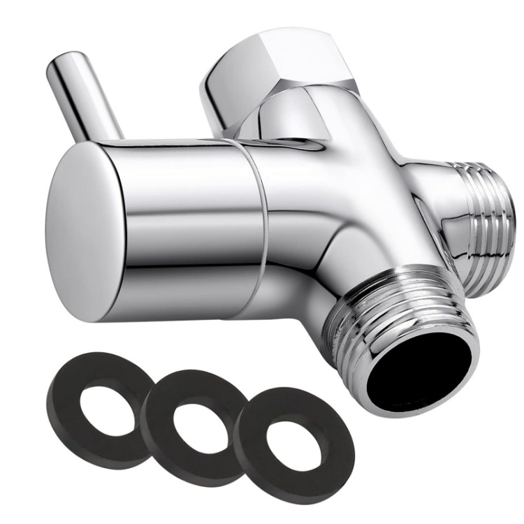 Showerhead water distributor, shower faucet three-way water distributor valve, shower head switch, one-to-two joint converter full figure
