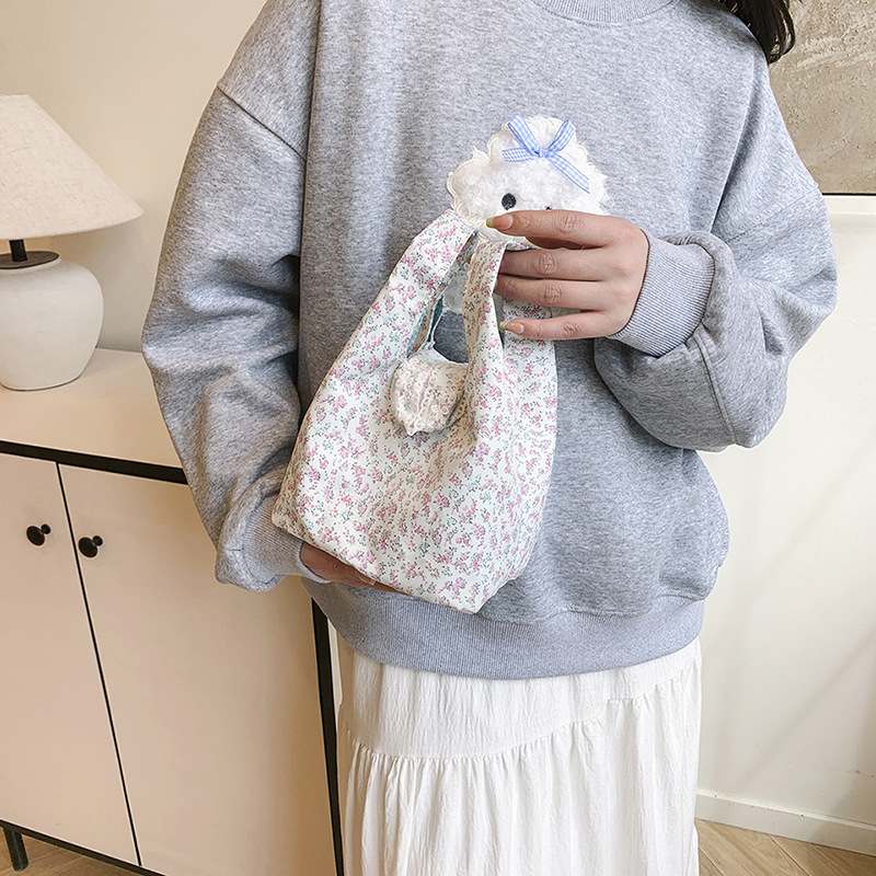 Spring floral backpack, Instagram-style 2025 new Korean bucket bag, women's large-capacity commuter single-shoulder bag details Picture