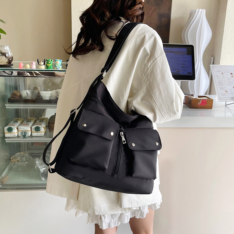 Cross-border multi-functional canvas bag, simple, individual and versatile, women's bucket bag, multi-purpose casual single-shoulder crossbody bag Specification drawing