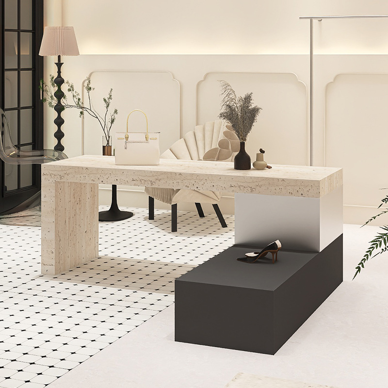 In the clothing store, there are island tables, cave stone tables, simple women's clothing stores, shoe, bag and accessory displays, eco-friendly flow tables, and display tables Specification drawing
