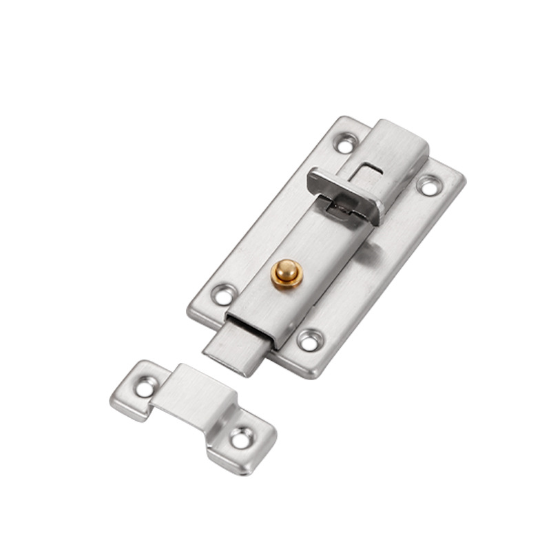 Stainless steel spring latch, door bolt, manual button, thickened lock, wooden door, public restroom, fitting room latch Item Picture