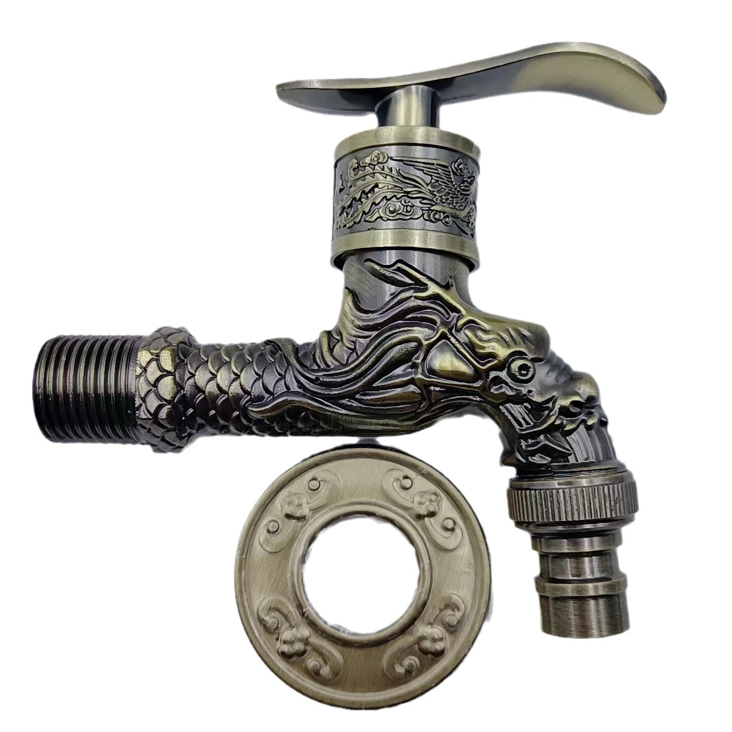 Antique dragon-shaped European-style thickened washing machine faucet, retro and simple, four-inch universal sun protection washing machine faucet full figure