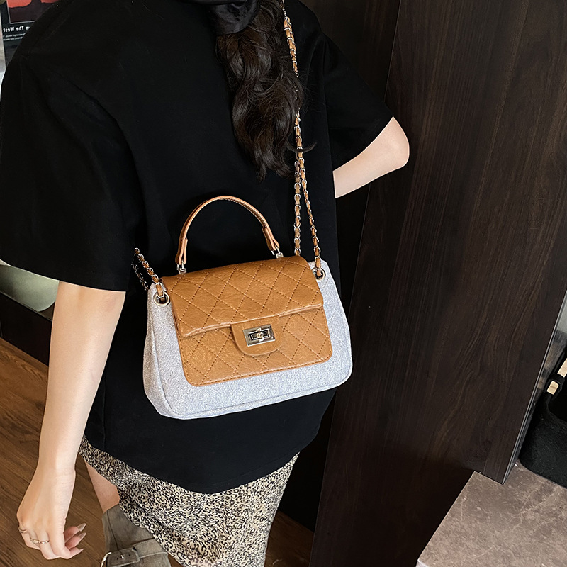 Cross-border fashion diamond-shaped handbag, versatile small square bag, 2025 new style stylish patchwork single-shoulder bag, trendy crossbody bag Application Scenario