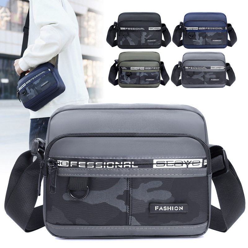 New casual and simple bestseller single-shoulder bag for men, large capacity multi-layer crossbody bag in both horizontal and vertical styles, nylon waterproof travel bag full figure
