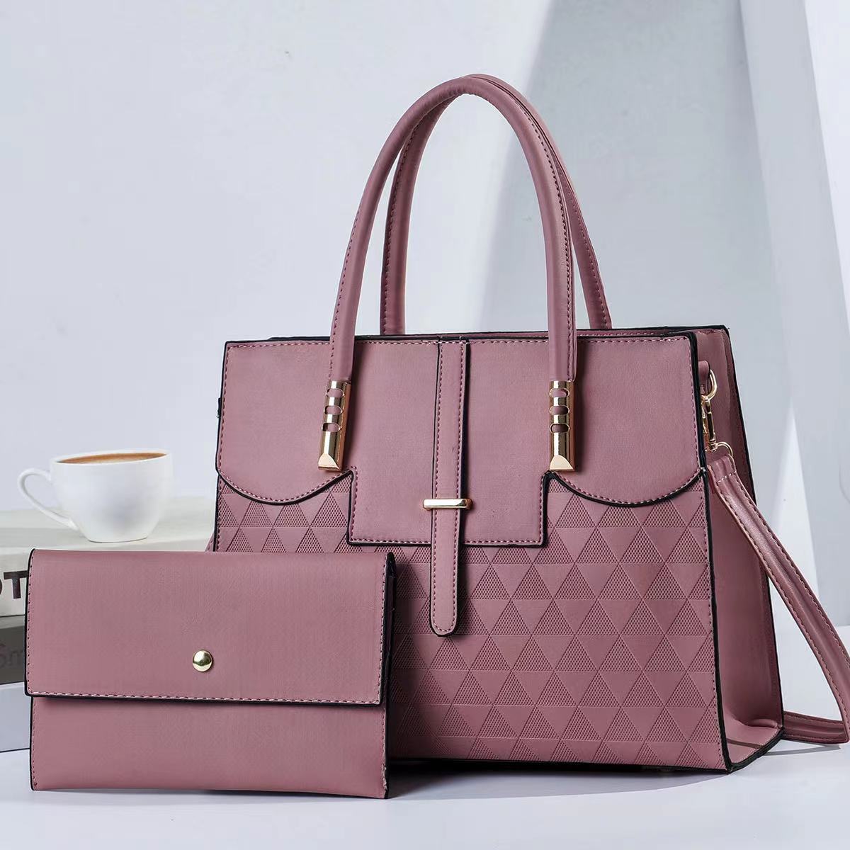 2023 new style pu cross-border foreign trade set, trendy and fashionable single-shoulder, crossbody and hand-carry two-piece women's bag, one piece consignment details Picture