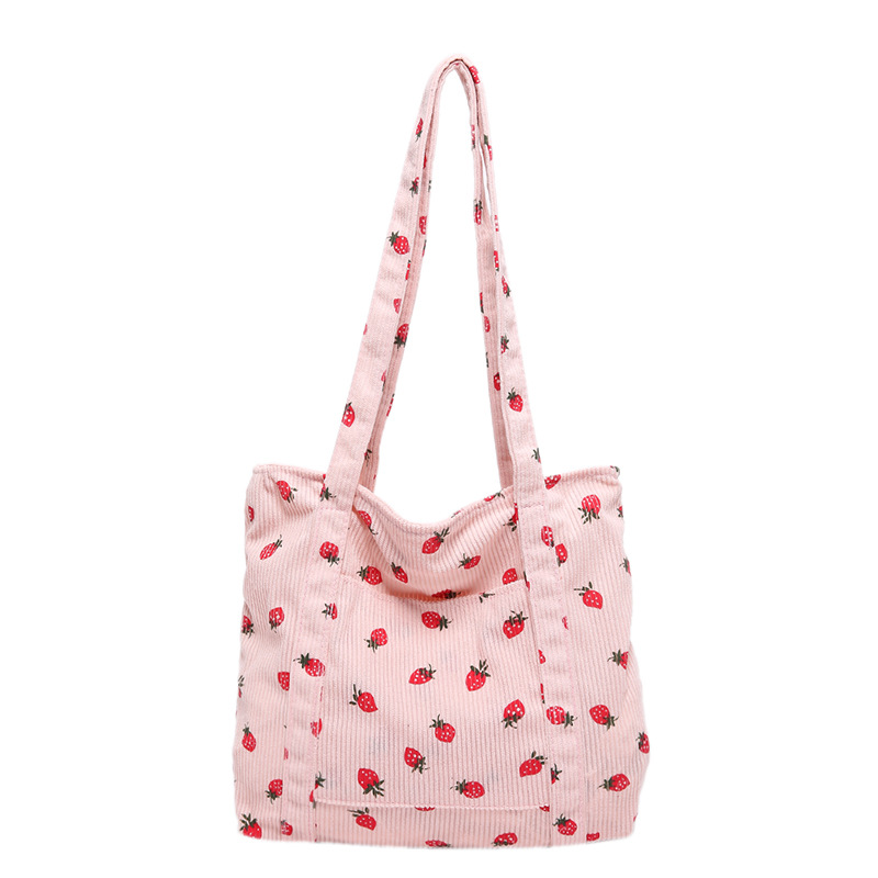 The 2024 new corduroy large-capacity single-shoulder bag is a fashionable and versatile tote bag for women and a cloth bag for students' classes Item Picture