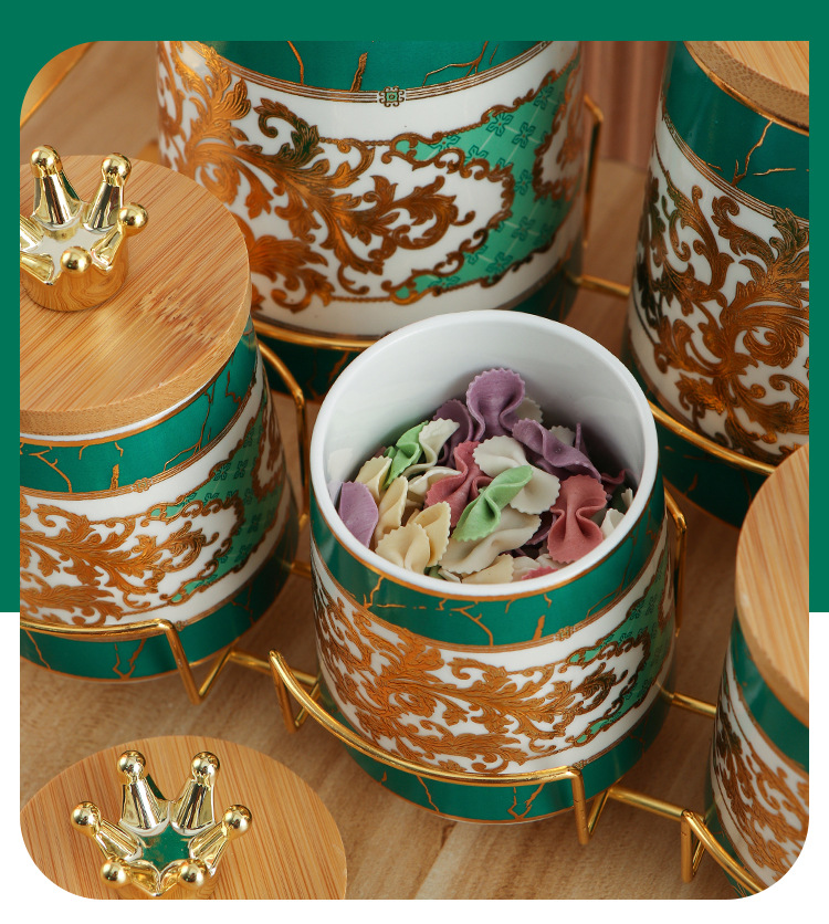 家用 置物架 盐味精罐子 北欧风创意收纳带盖密封电镀金 调味罐 简约 轻奢 厨房套装 个性 盐调料品 玻璃密封罐 收纳罐详情10