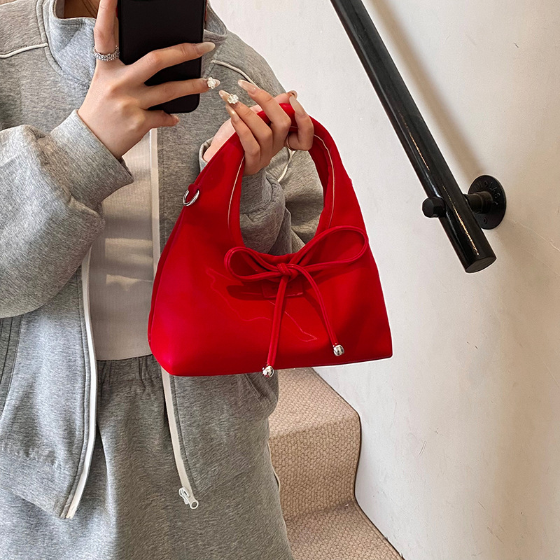 Korean version bow handbag for women 2025 New style, fashionable and versatile, casual single-shoulder bag, stylish and light luxury crossbody bag details Picture
