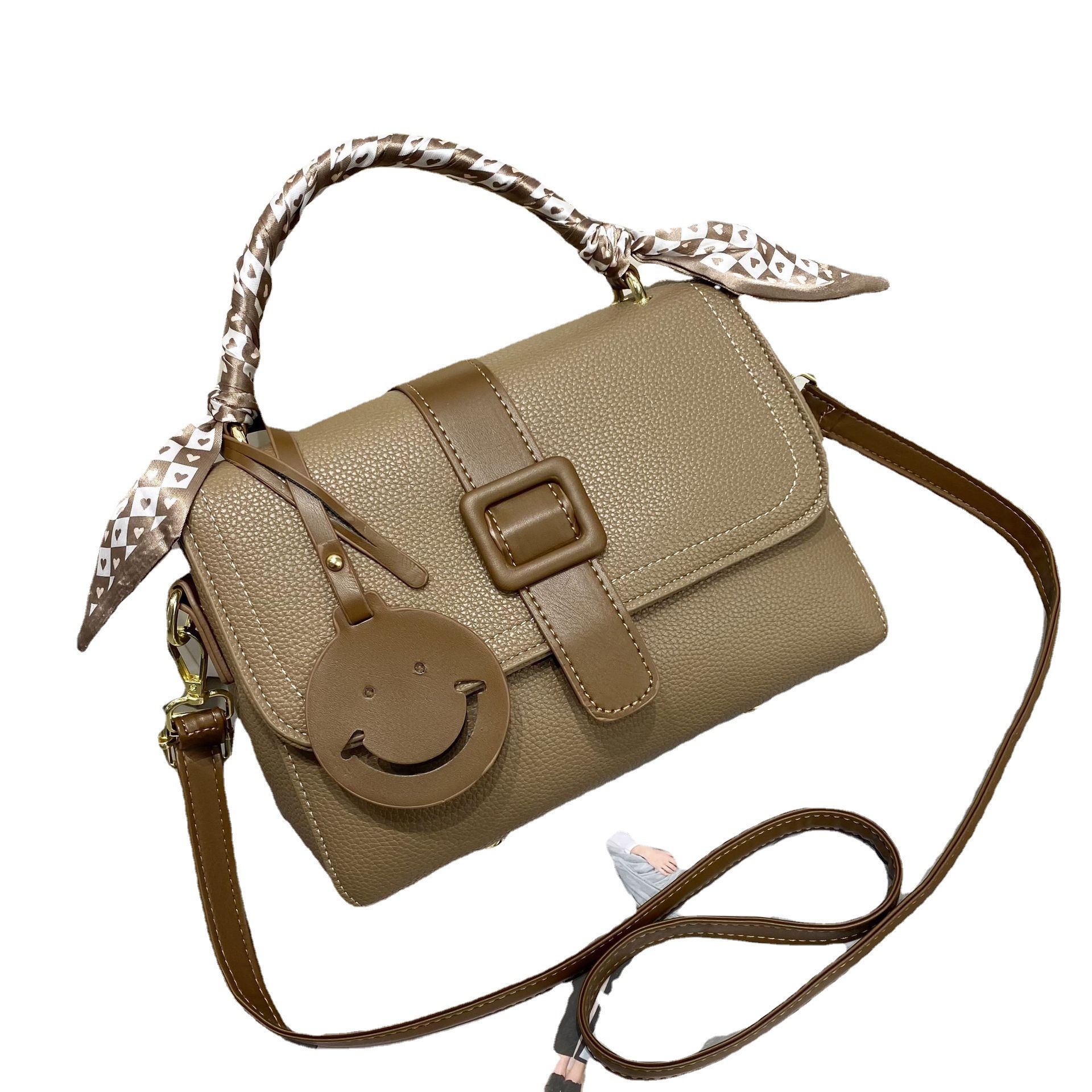 Women's handbag 2023 Spring and Autumn Fashion, fresh and elegant, hand-held women's bag color matching, single-shoulder crossbody bag with lock, versatile style Item Picture