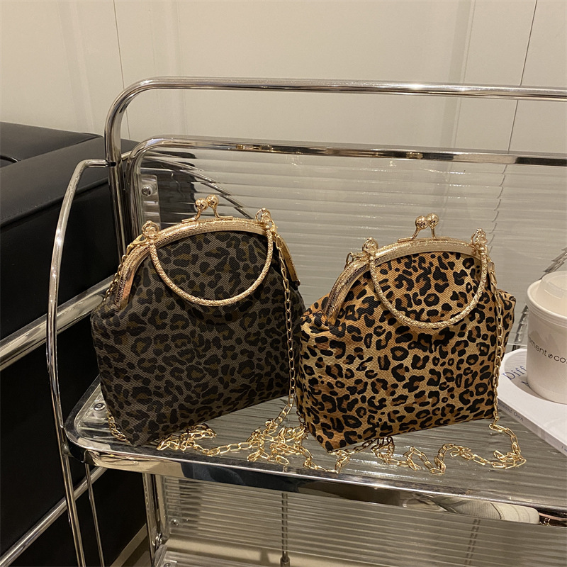 Korean fashion shell handbag for women, Spring 2025 new style chain retro leopard print individual single-shoulder crossbody bag Application Scenario