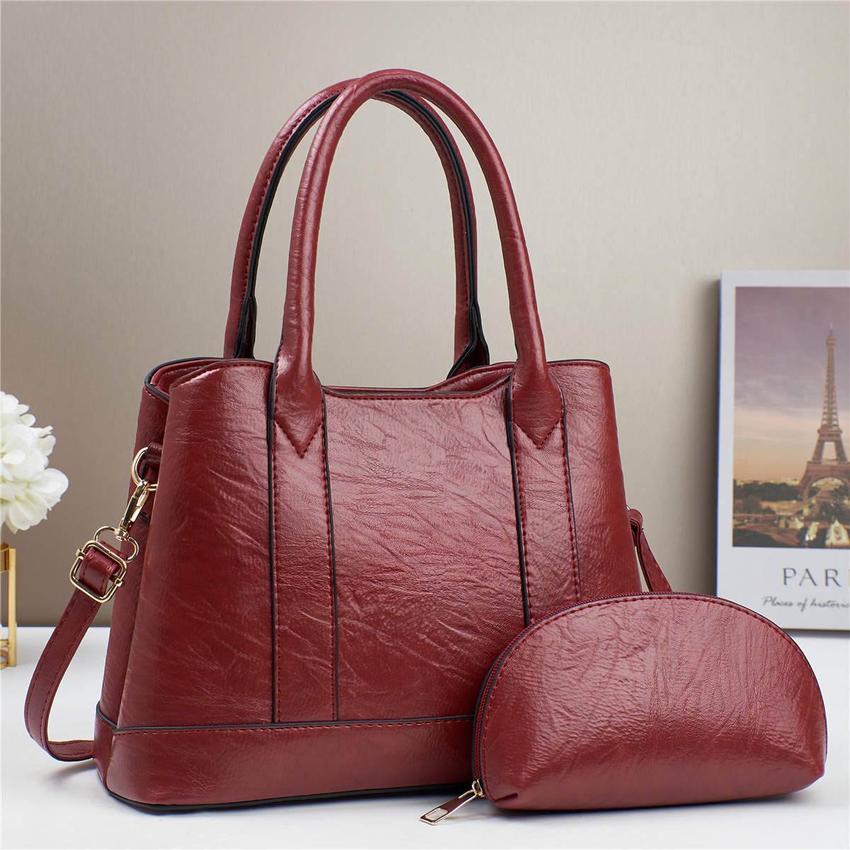 Large-capacity women's 2024 new crossbody bag, retro texture, mother and child hand-held women's bag, elegant mother's single-shoulder bag full figure