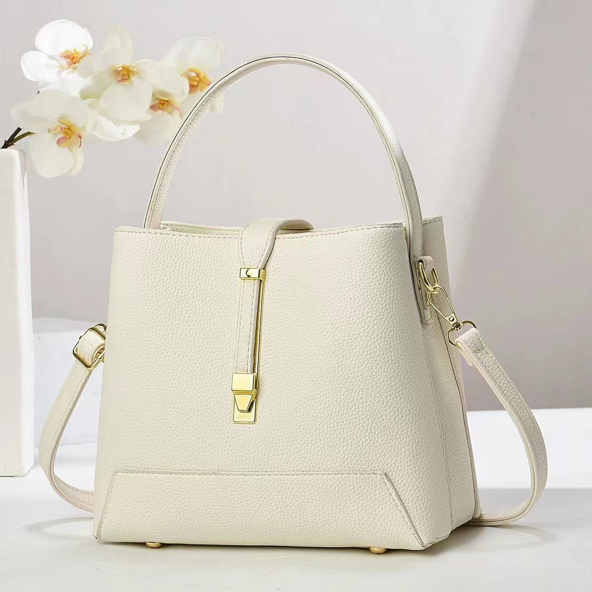 2024 Large-capacity handbag, trendy and fashionable bucket bag, women's bag, high-end, elegant and versatile, single-shoulder crossbody bag Specification drawing