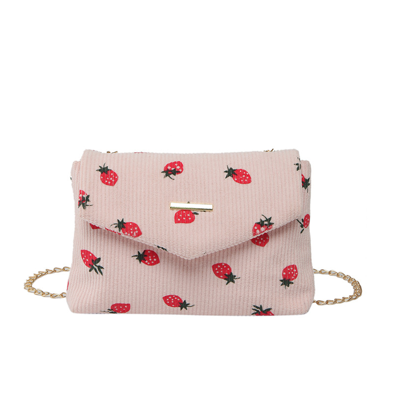 2025 New corduroy fashionable, stylish and individual commuting, fresh and simple printed bow chain single-shoulder handbag Item Picture