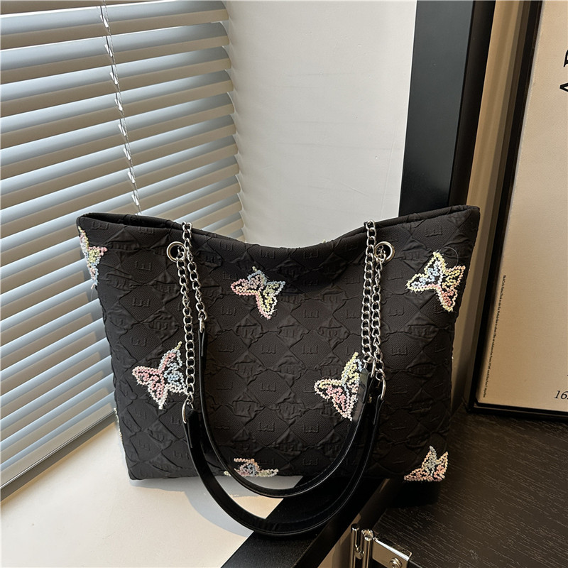 2025 New minimalist printed tote bag for junior and senior high school campuses, fresh bubble check large-capacity single-shoulder bag full figure