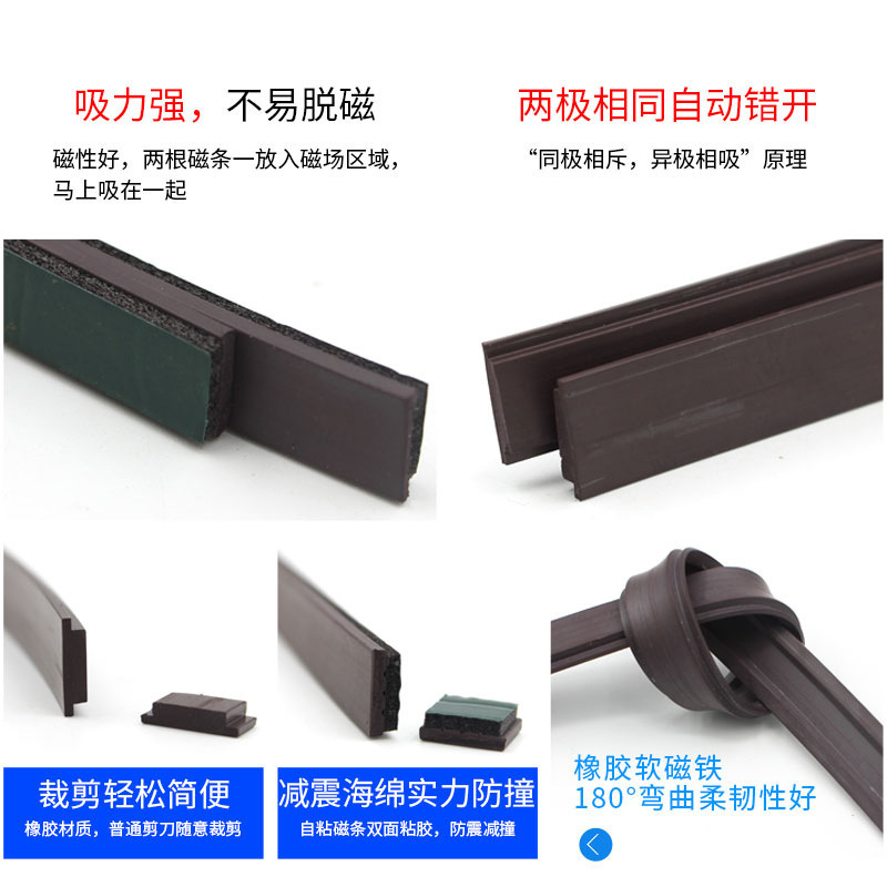 Door and window sealing strips, wardrobe door magnetic strips, sliding door gap anti-collision, door edge sound insulation, magnetic self-adhesive, long strips, strong magnetic dust-proof full figure