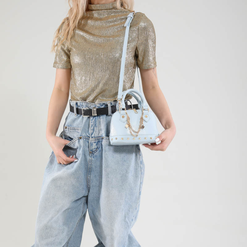Cross-border chain rivet hand-held shell bag for women 2025 New trendy and fashionable single-shoulder bag, versatile and light luxury crossbody bag Specification drawing