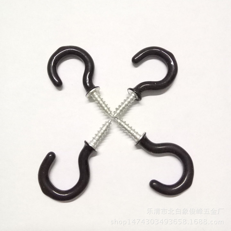 Wholesale of plastic-coated cup hooks, color question mark hooks, stainless steel open sheepeye lamp hooks, and plastic-coated question mark hooks Specification drawing
