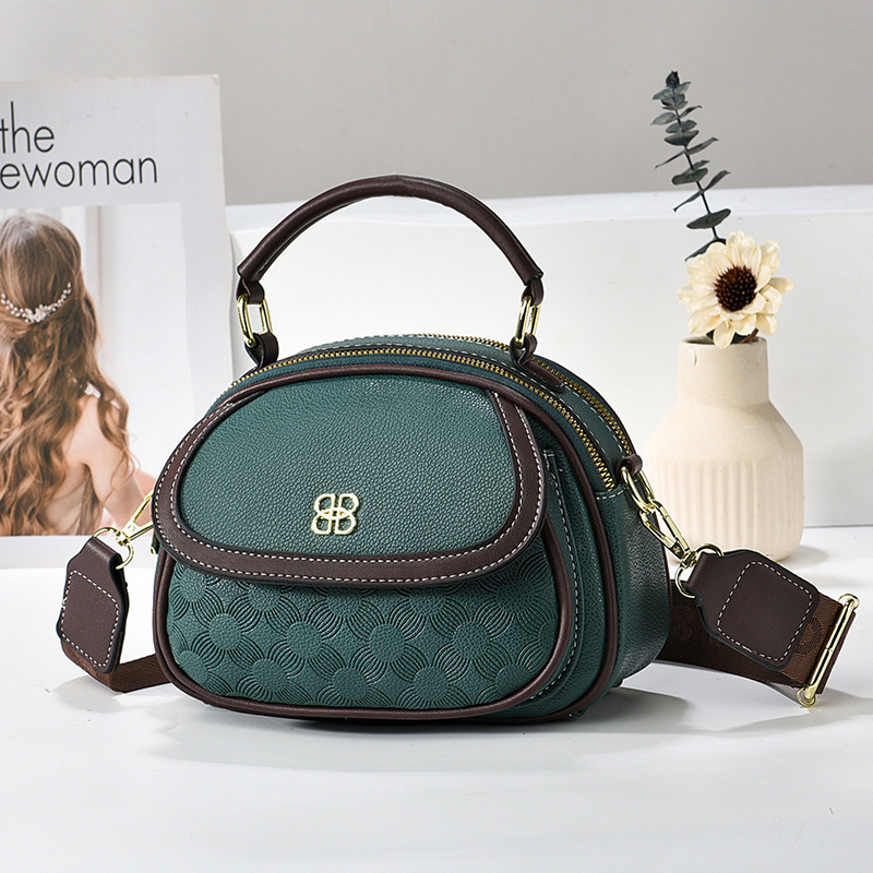 Multi-pocket stylish ladies' handbag, new Spring/Summer 2024, large-capacity double-zipper bag, single-shoulder crossbody bag for women full figure