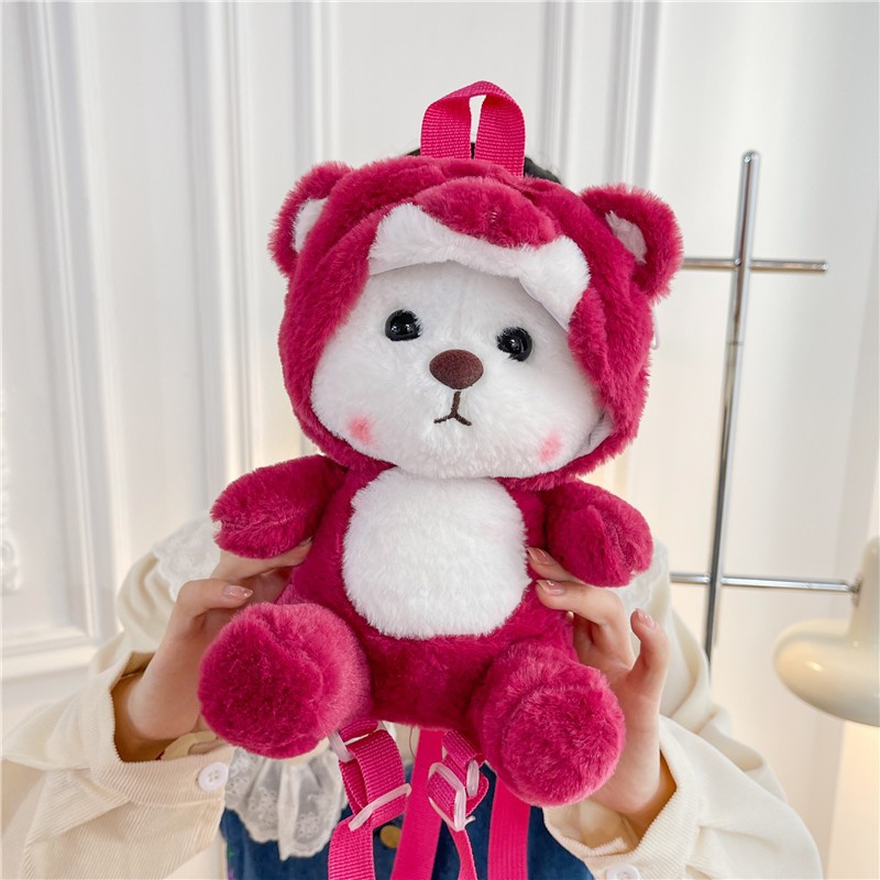 Cartoon Costume Lily Bear Backpack 2024 New Style Cute three-eyed plush Backpack Claw machine Doll Specification drawing