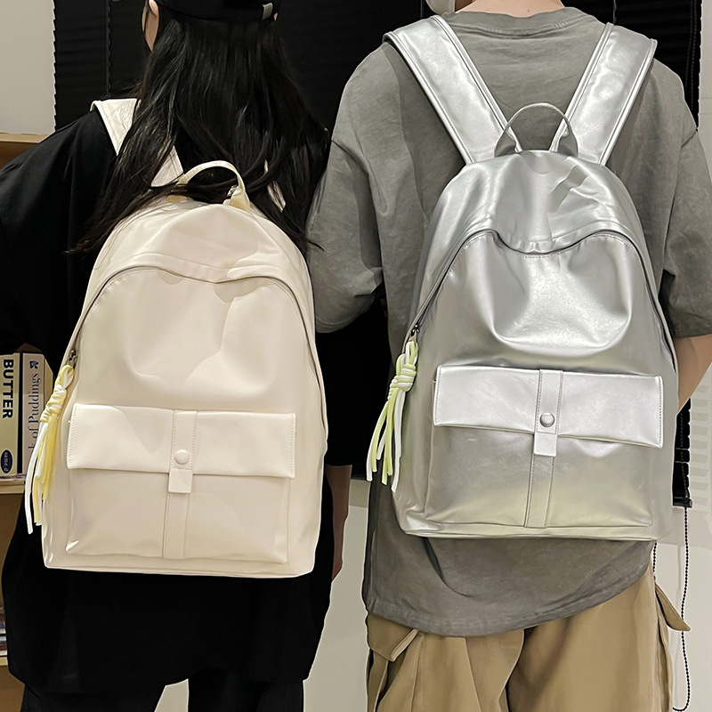Hong Kong-style retro backpack for men and women, fashionable and simple, soft leather large-capacity student schoolbag, casual and versatile travel backpack full figure