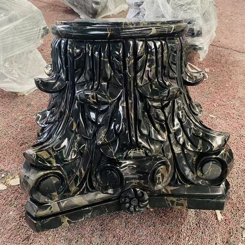 Wholesale of natural marble black gold flower background walls, exterior stone railings, relief railings, and white marble slabs Specification drawing