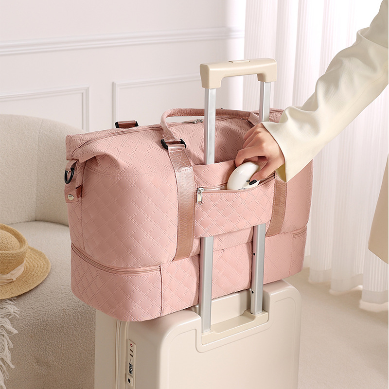 New diamond-shaped travel storage bag with shoe compartment, short trip handbag, yoga and fitness bag, large-capacity storage bag details Picture