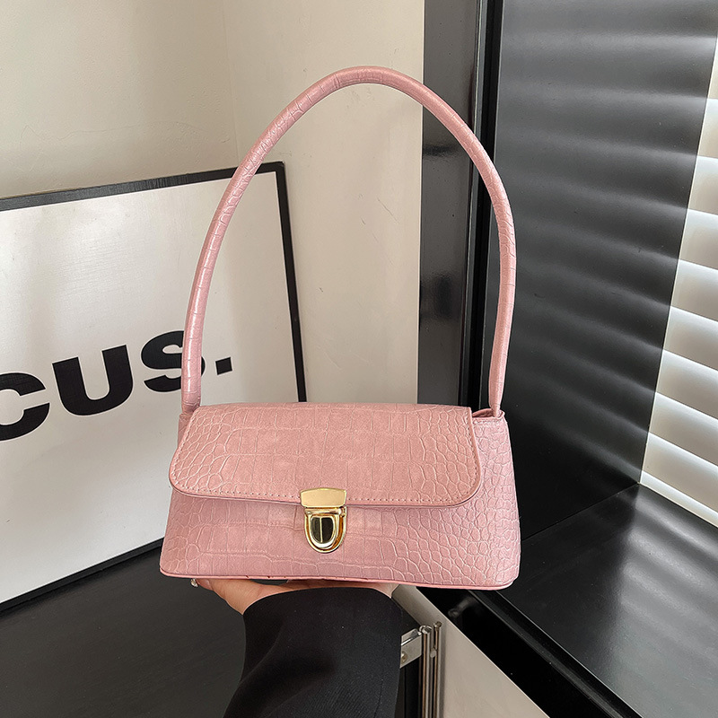 New trendy underarm bag 2025, high-quality single-shoulder handbag, summer style for girls, crocodile pattern trendy women's bag full figure