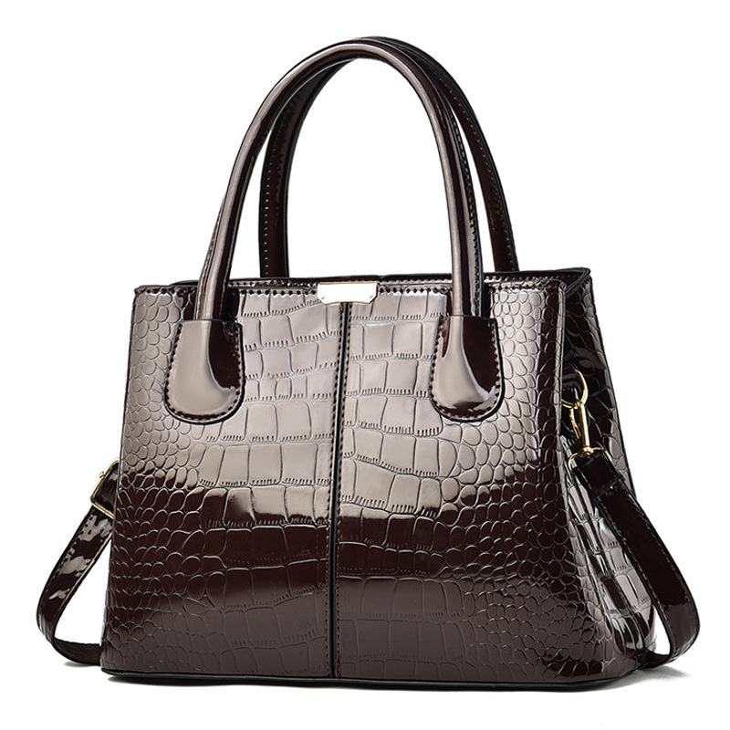 Shiny leather handbag 2022 new style stone pattern simple women's bag, large capacity single-shoulder crossbody bag, cross-border trade bag Specification drawing