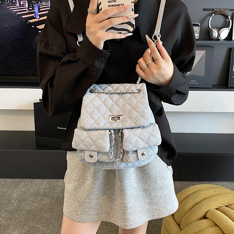 Korean-style stylish chanel-style backpack 2025 Summer Fashion new chain casual versatile backpack Trendy schoolbag Application Scenario