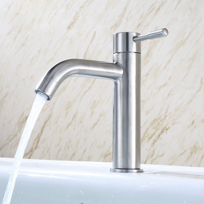 304 stainless steel single-cooling washbasin faucet, stainless steel hand-washing basin faucet, single-cooling faucet details Picture