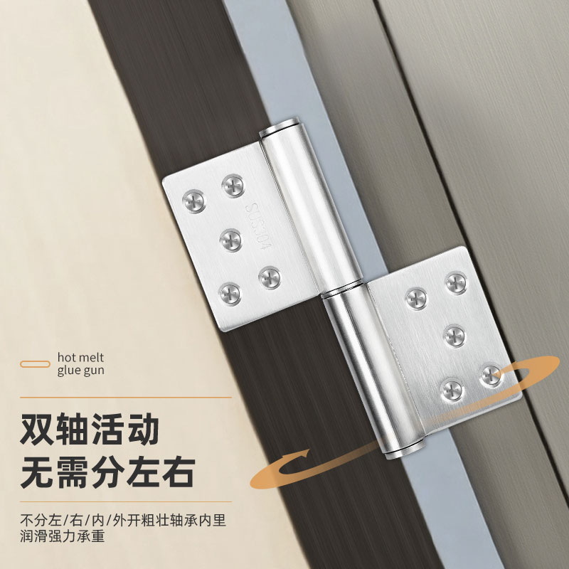 5-inch stainless steel flag-shaped hinge thickened and detachable, fireproof door hinge, bathroom aluminum alloy door folding hinge details Picture