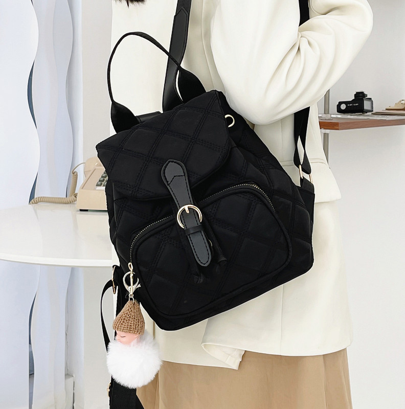 Casual nylon fashionable diamond-shaped backpack for women, 2022 new style, popular and trendy, large-capacity, versatile schoolbag for junior and senior high school students Specification drawing