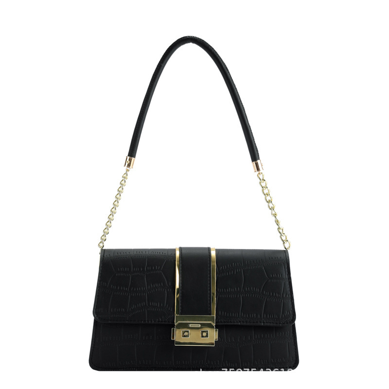 The 2023 new Korean-style casual chain single-shoulder bag for women is fashionable and trendy. It features crocodile pattern underarm bags and a small square bag Item Picture