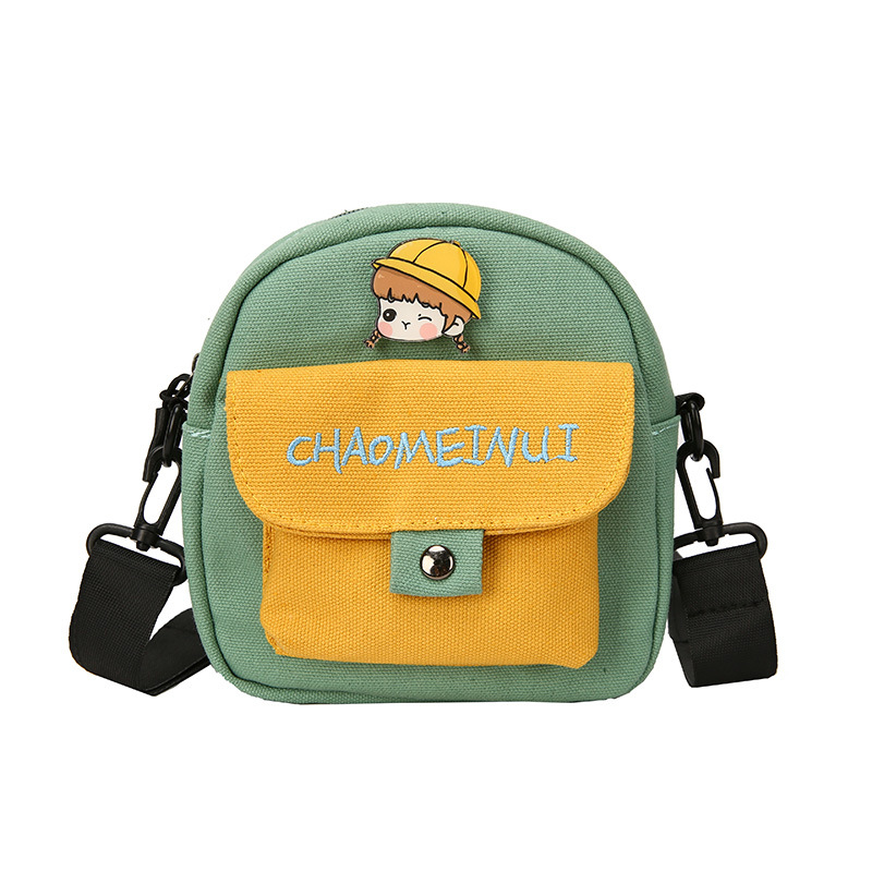 Fashion 2020 Summer new women's bag, single-shoulder crossbody, other zipper, canvas, stitching, cartoon and anime single Item Picture