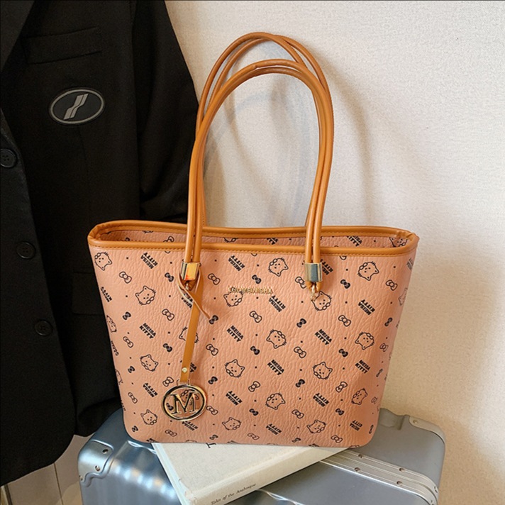 Fashionable and stylish printed large-capacity tote bag for women 2025 new style, high-end underarm bag, trendy and versatile single-shoulder bag full figure
