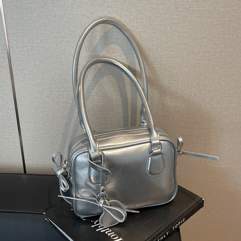 Korean niche handbag for women 2025 new trendy bowling bag, single-shoulder underarm bag, simple hand-held bag Specification drawing