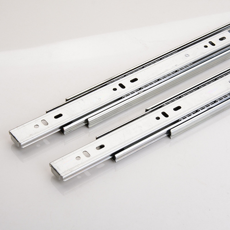 Guangshunda 4510 cold-rolled steel three-fold slide rail, three-section steel ball silent guide rail, drawer track factory direct sales details Picture