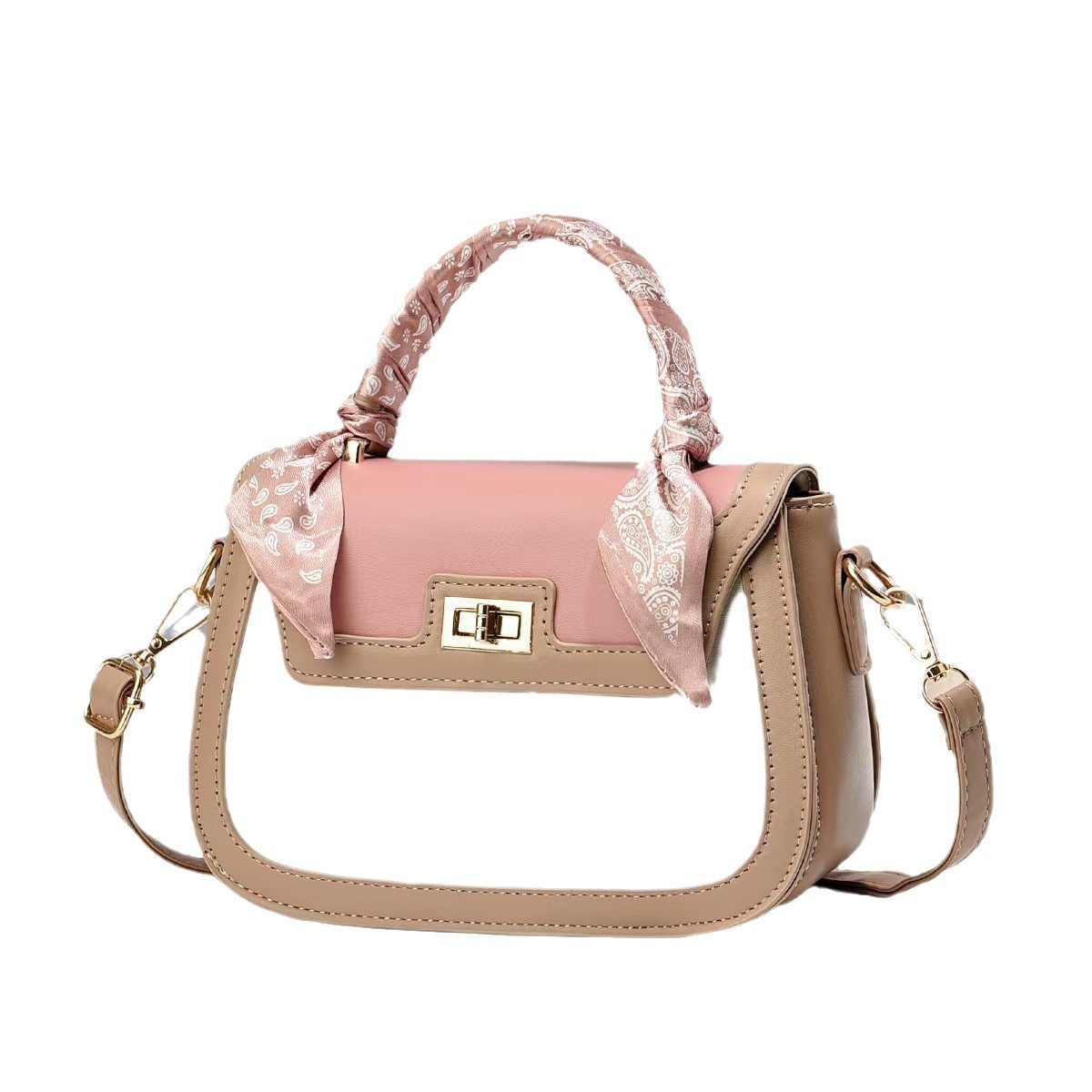 The new patchwork chanel-style small bag has a high appearance level, a color-blocking fashionable handbag, a simple cross-border single-shoulder bag and a crossbody bag Item Picture