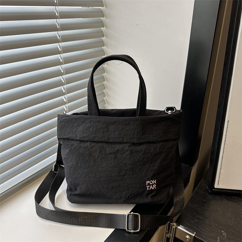 Simple nylon fabric bag for women, 2025 new style fashionable Korean version hand-held tote bag, versatile single-shoulder crossbody bag full figure