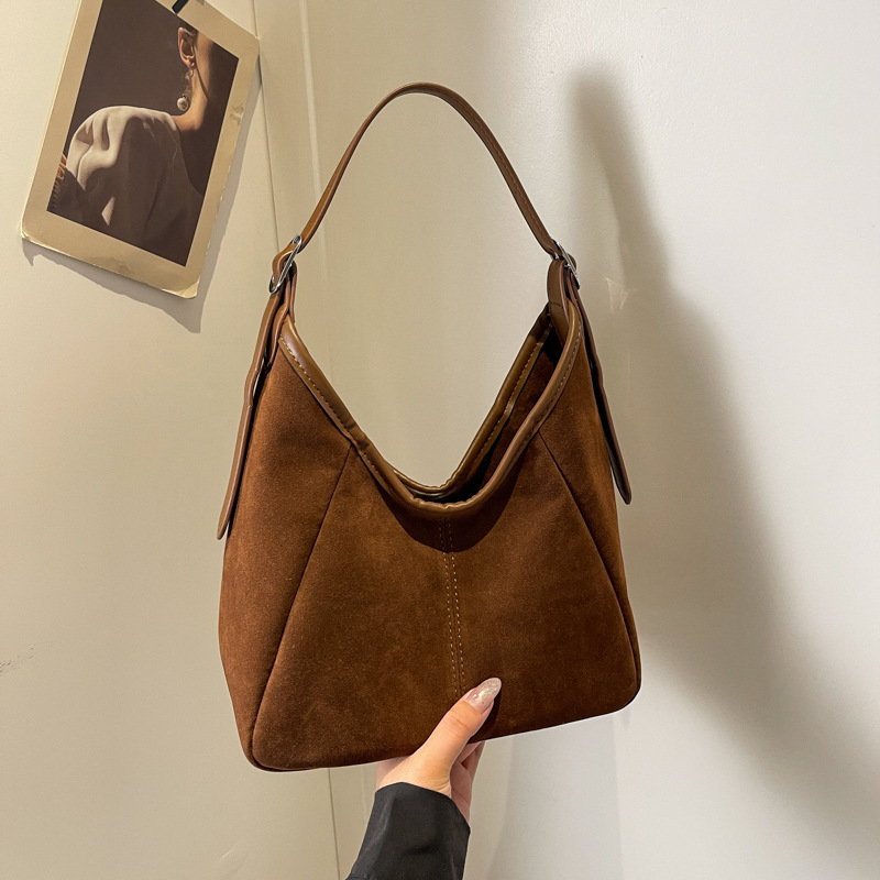 Retro and trendy casual underarm bag for women, 2024 new stylish Maillard shoulder bag, a high-end and niche handbag Specification drawing