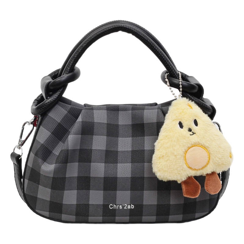 Simple checkered handbag for women, 2025 new style fashionable pleated cloud bag, texture single-shoulder bag, commuter crossbody bag Item Picture