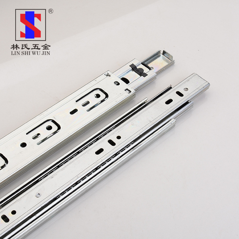 Guangshunda 4510 cold-rolled steel three-fold slide rail, three-section steel ball silent guide rail, drawer track factory direct sales full figure