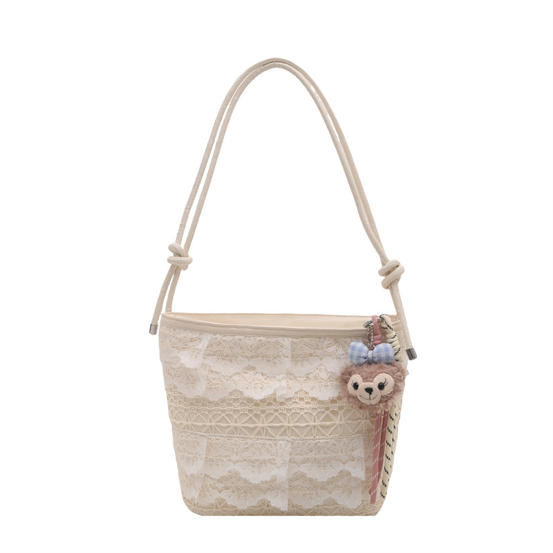 A new 2025 trendy and stylish single-shoulder crossbody bucket bag with a unique and niche cross-border women's bag in ins weaving design Item Picture