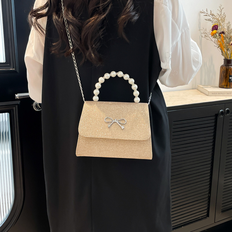 Spring 2025 new bow, high-end single-shoulder bag, stylish and simple commuter crossbody bag, elegant handbag details Picture