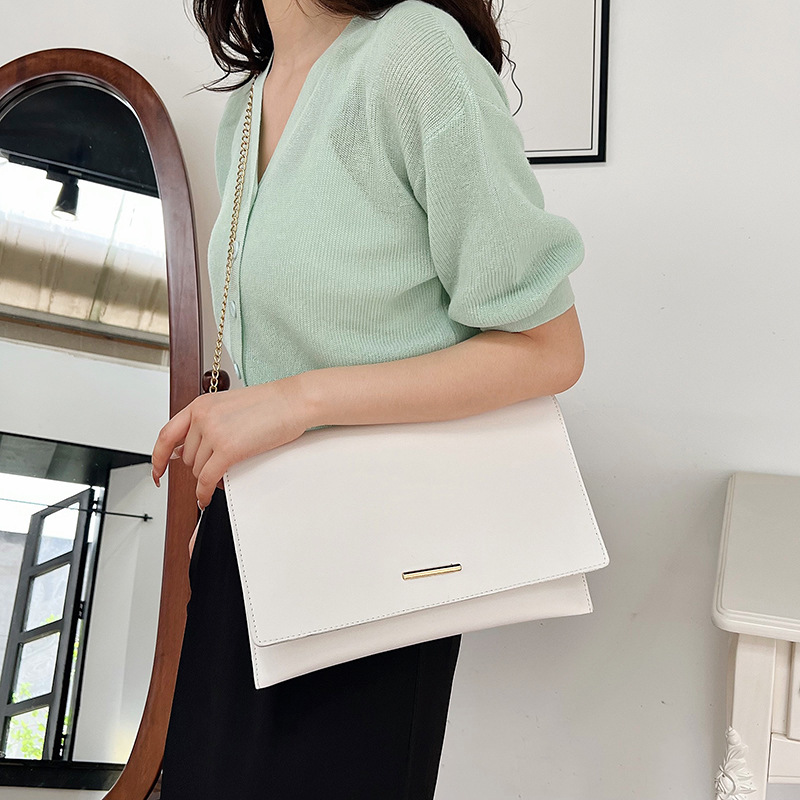 Solid color simple hand-held bag for women, 2024 new style dinner bag, summer chain simple young woman, single-shoulder crossbody bag for women Specification drawing