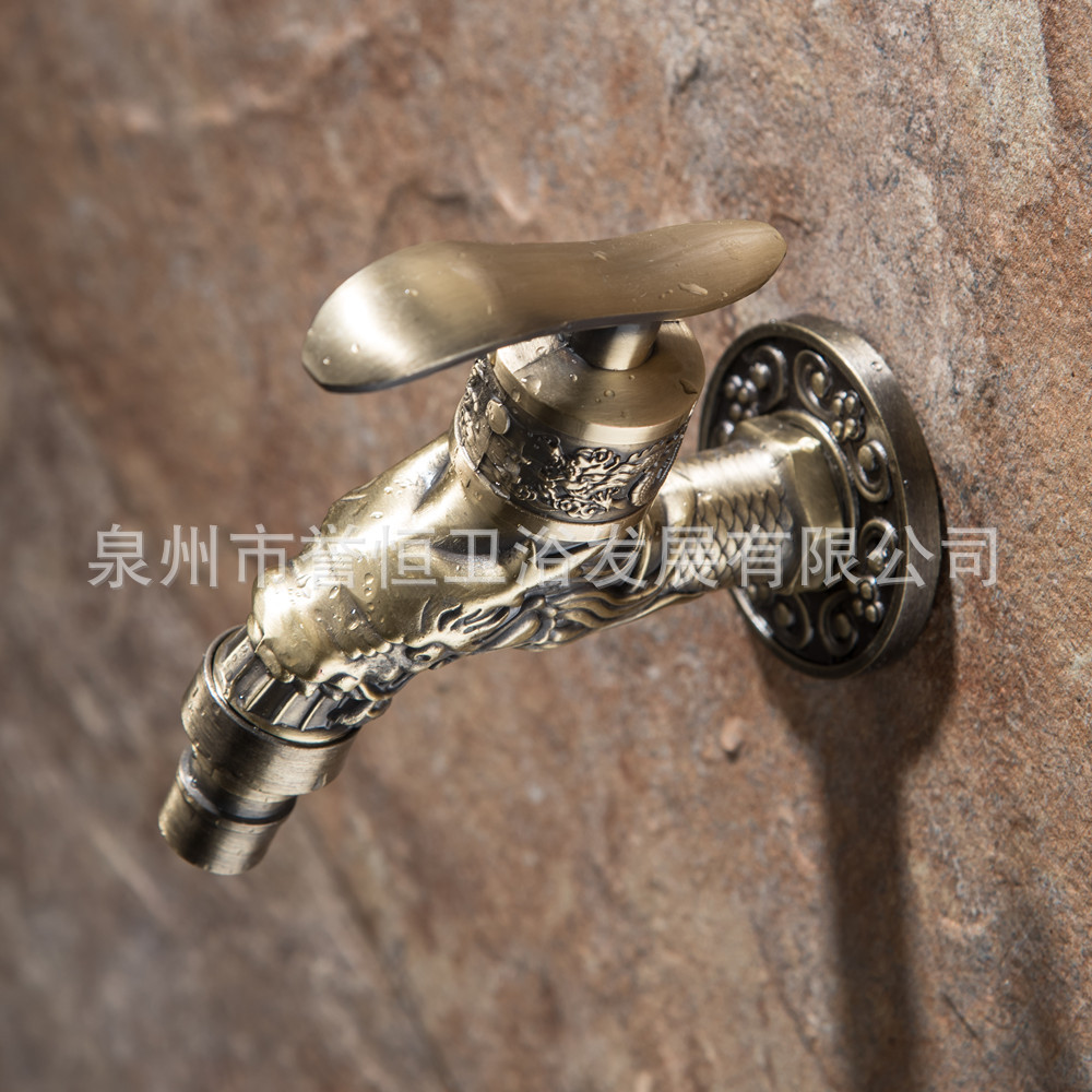 Cross-border antique antique copper-zinc alloy vintage faucet, wall-mounted washing machine mop, sink faucet Specification drawing