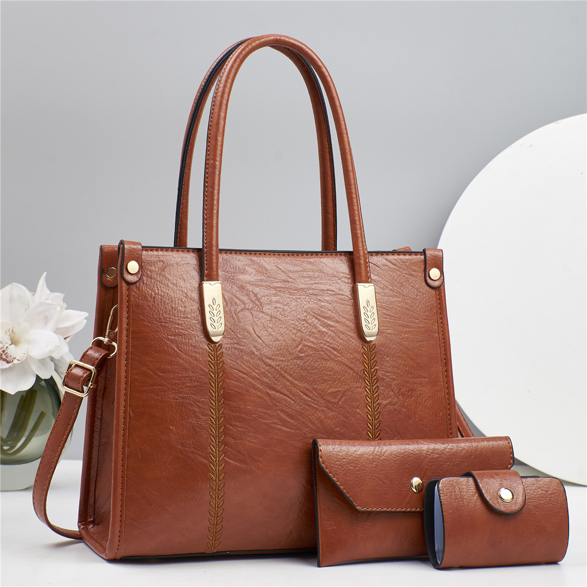 Three-piece set of mother-and-child bag, versatile crossbody bag, elegant ladies' bag, new 2025 fashionable handbag, single shoulder Item Picture