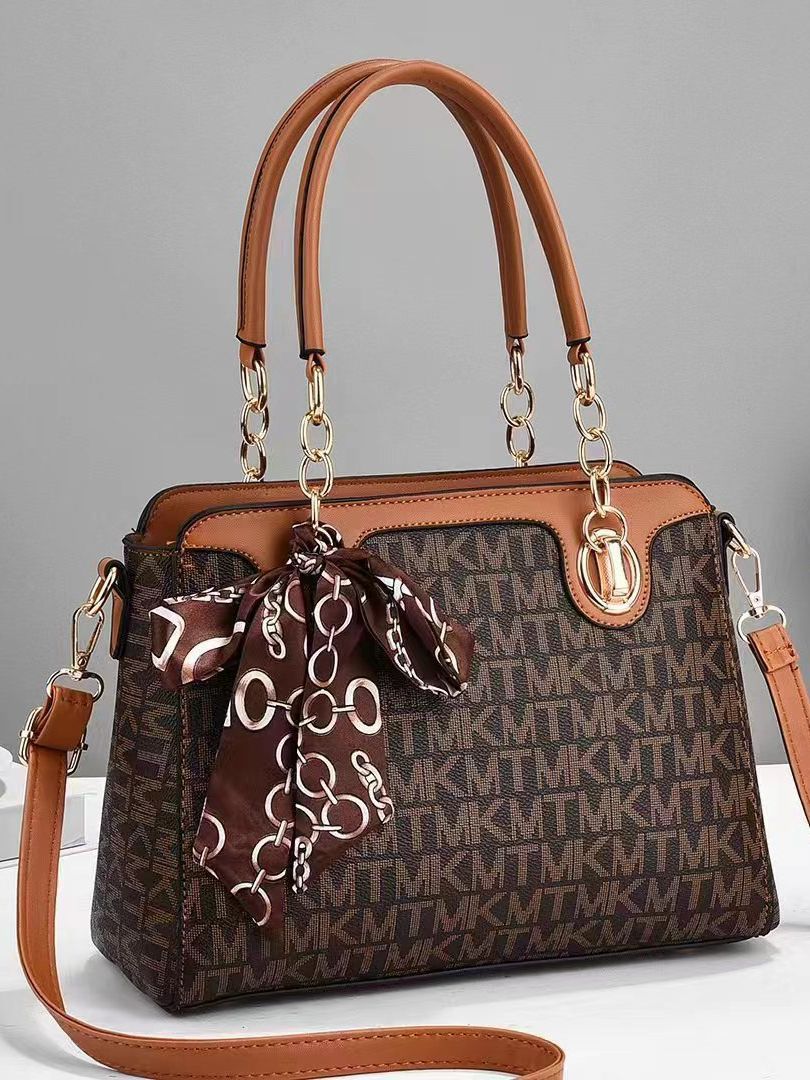 Large-capacity silk scarf handbag, fashionable and casual, single-shoulder crossbody bag, versatile and simple cross-border fashion new product full figure