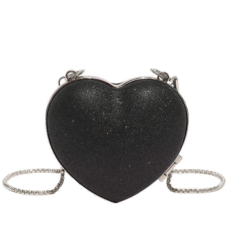 The 2025 summer new fashion chain crossbody bag, hand-held shoulder heart-shaped bag, diamond-encrusted metal, stylish crossbody bag Item Picture